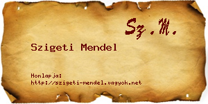 Szigeti Mendel névjegykártya